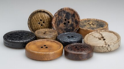 Assortment Of Decorative Wooden Buttons In Different Colors