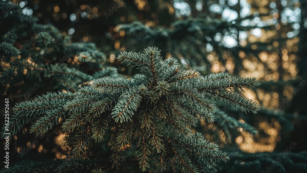 Aufkleber macro image of a coniferous tree within a wooded area