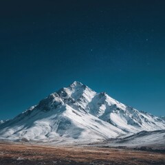 Snowy Mountain Peak Under Clear Sky