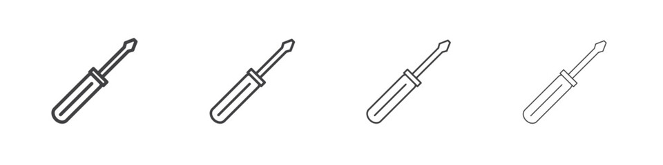 Screwdriver icon vector collection, illustration logo template in trendy thin line editable strokes style.