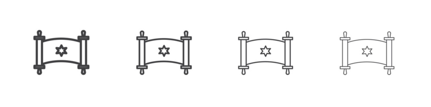 Scroll Torah icon vector collection, illustration logo template in trendy thin line editable strokes style.