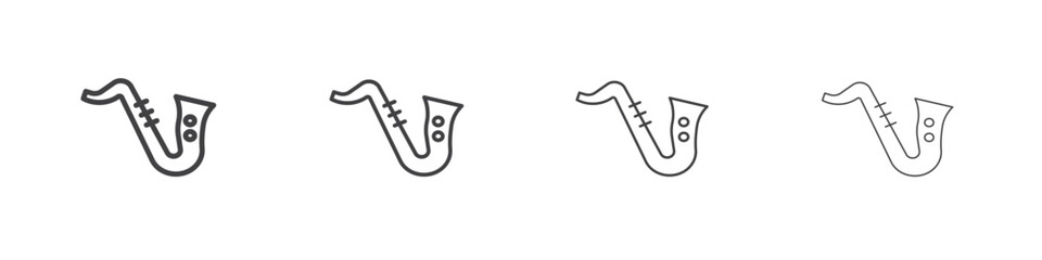 Saxophone icon vector collection, illustration logo template in trendy thin line editable strokes style.