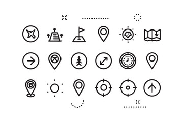 Collection of 36 modern line icons for diverse applications