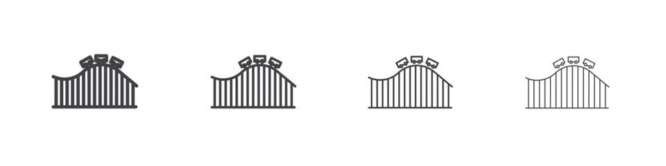Fototapeta premium Roller coaster icon vector collection, illustration logo template in trendy thin line editable strokes style.