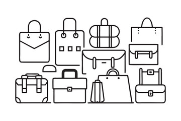 Collection of 45 modern line icons for digital use