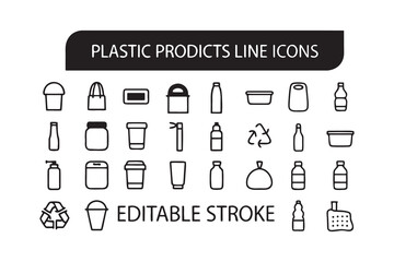 Collection of forty five minimalist line icons for design projects