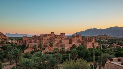 Scenic earth-toned landmark surrounded by nature and travel vibes