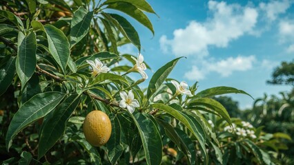 Bright and fresh mango leaves on new growth