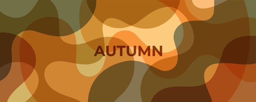 Autumn theme abstract background with bright colored flowing waves for Fall season creative graphic design. Vector illustration.