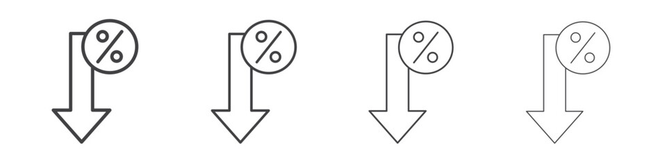 Percent down icon vector collection, illustration logo template in trendy thin line editable strokes style.