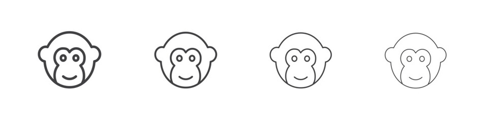 Monkey icon vector collection, illustration logo template in trendy thin line editable strokes style.