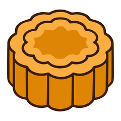 mooncake traditional chinese snack flat color vector illustration template design