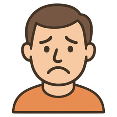 boy sad face expression avatar profile flat color vector illustration template design