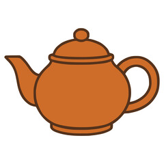 chinese tea pot flat color vector illustration template design