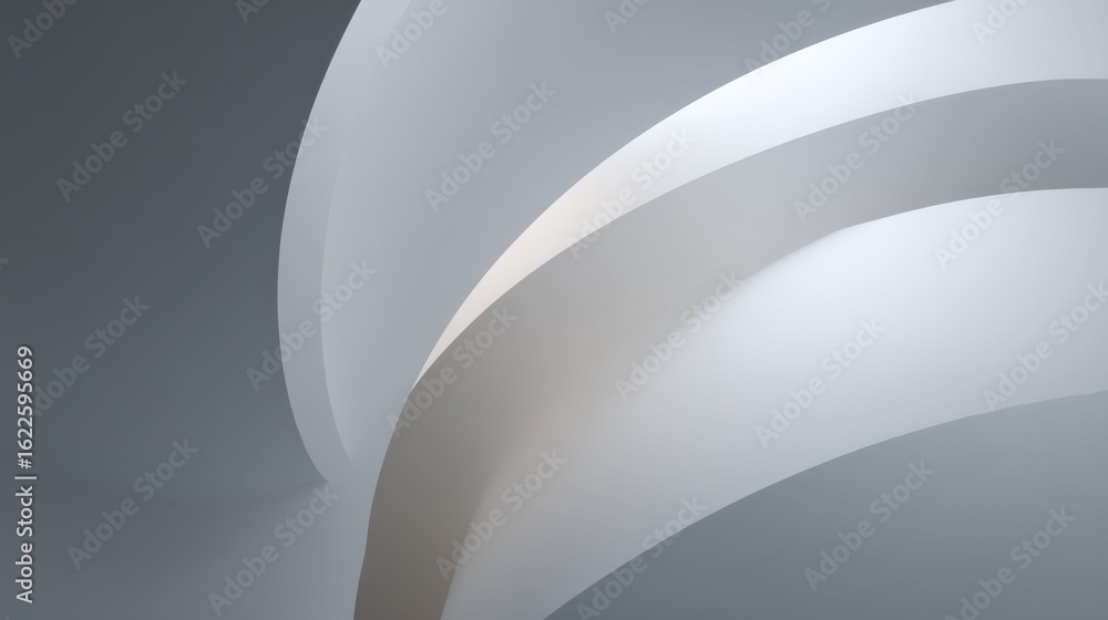 Poster soft curved shapes with white shadows in abstract design