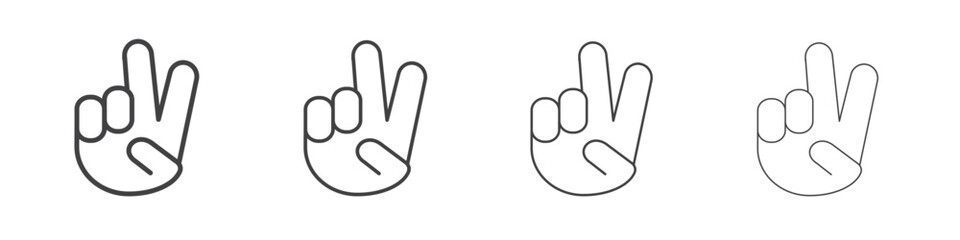 Hand peace icon vector collection, illustration logo template in trendy thin line editable strokes style.