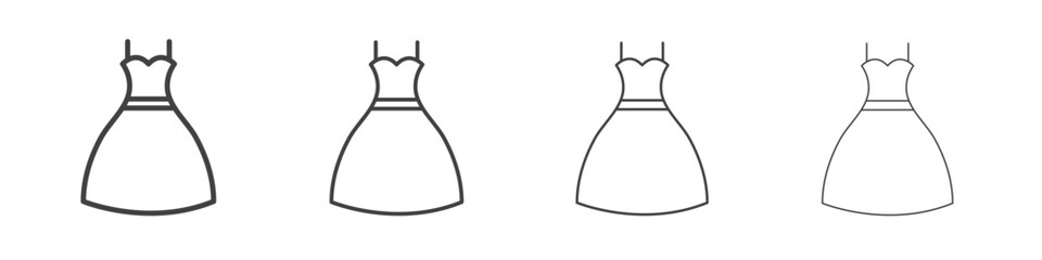 Dress icon vector collection, illustration logo template in trendy thin line editable strokes style.