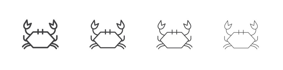 Crab icon vector collection, illustration logo template in trendy thin line editable strokes style.