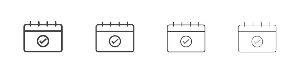 Check in calendar icon vector collection, illustration logo template in trendy thin line editable strokes style.