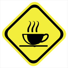 Tea Cafe Yellow Sign Isloated On White Background