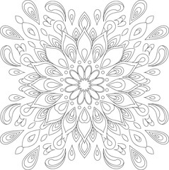 Hand-Drawn Abstract Petal Mandala Illustration &ndash; Line Art Floral Vector for Coloring or Decor, floral mandala, line art mandala, Abstract Mandala