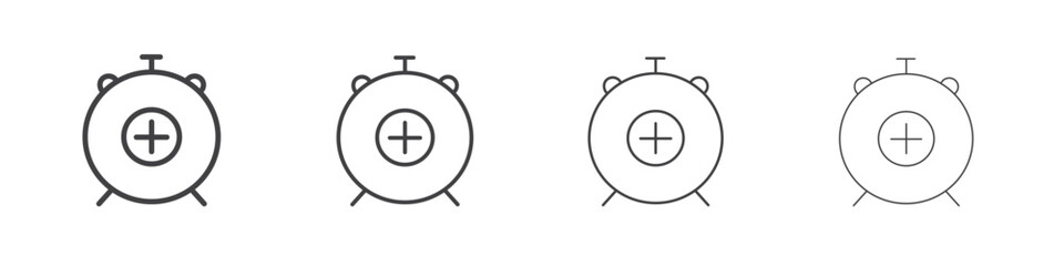 Alarm plus icon vector collection, illustration logo template in trendy thin line editable strokes style.