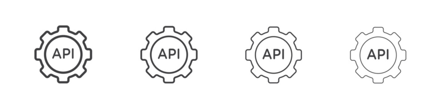 API icon vector collection, illustration logo template in trendy thin line editable strokes style.