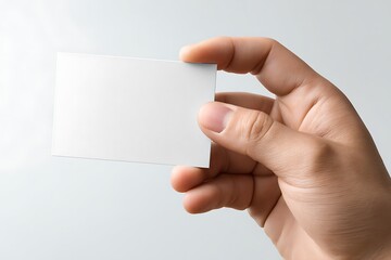 Obraz premium Hand holding a blank white business card mock up for design promotion
