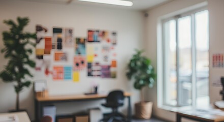 Modern Office Workspace With Natural Light, Blurred Background