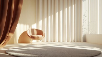 Modern interior scene with soft lighting and minimal chair for luxury architectural branding visuals