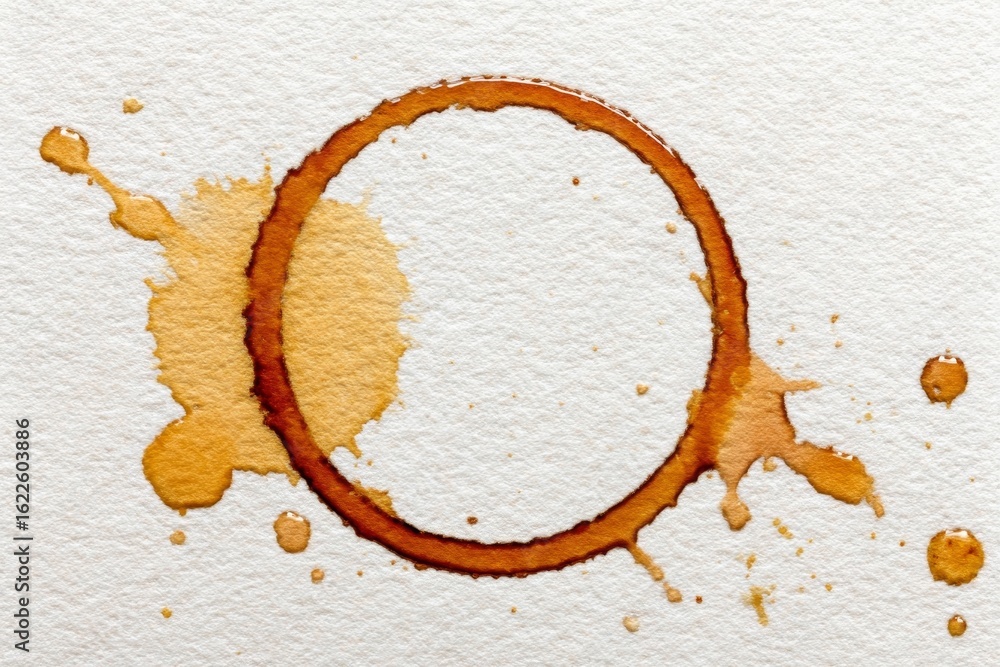 Poster abstract stain on paper beverage circle mark and coffee spill creating unique texture and pattern
