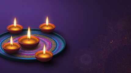 Glowing Candles in Arrangement: A captivating image of glowing candles arranged meticulously on a decorative tray, casting warm light, perfect for invoking serenity and festive cheer.