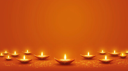 Illuminated Candles: A serene arrangement of flickering candles casting a warm, inviting glow, set against a rich, orange backdrop, symbolizing peace and celebration.