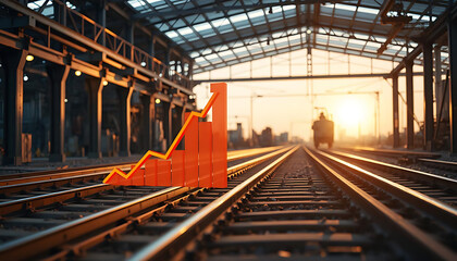 railroad tracks in the morning, business graph, 4K and HD image