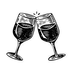 A vintage style illustration depicting clinking glasses