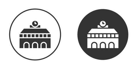 Train station building icon in glyph style for web Design. UI UX icons