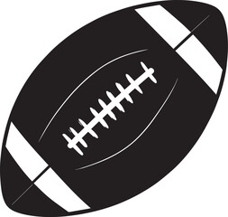 American Football Rugby Ball Silhouette in Black | Sports Icon Vector