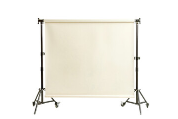 Fototapeta premium Blank backdrop setup for studio photography with adjustable stands and smooth surface ready for use