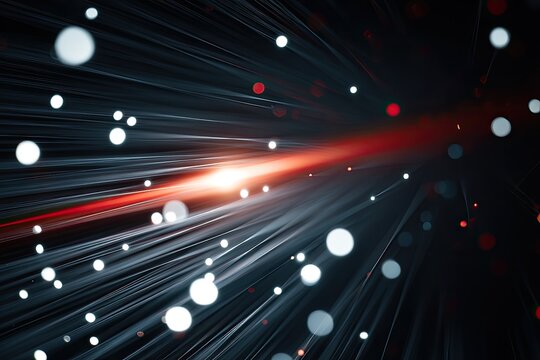 Abstract dynamic burst of light rays, streaks, and particles