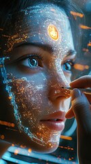 Futuristic Technology Concept with Human and Digital Elements