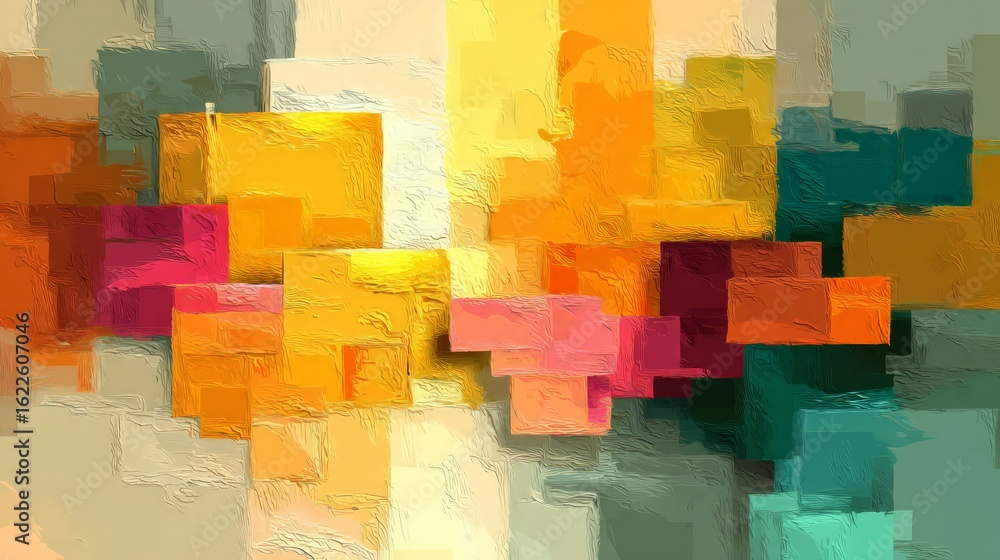 Poster abstract colorful geometric pattern with blocks