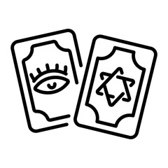 A line style icon showing tarot cards