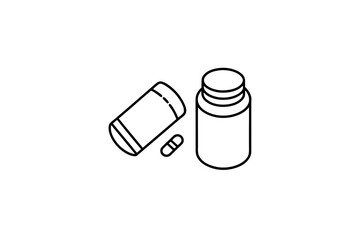 pill bottle icon with label cap medicine