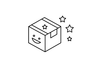 Product Box Smiley Icon Outline Package Face
