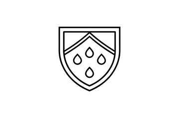shield icon with three water drops secure protect