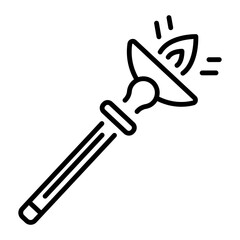 An outline style icon depicting enchanted wand