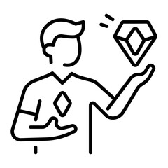 A line style icon showing healing crystal