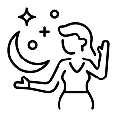A linear style icon representing celestial magic