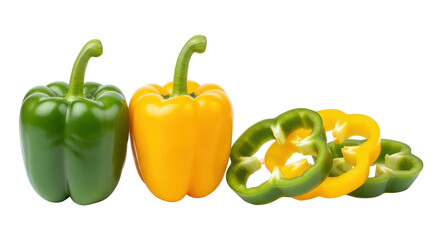 Isolated Green and Yellow Bell Peppers