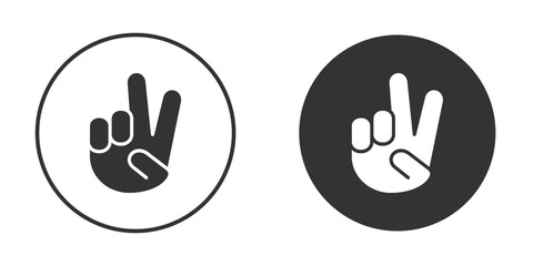 Hand peace icon in glyph style for web Design. UI UX icons